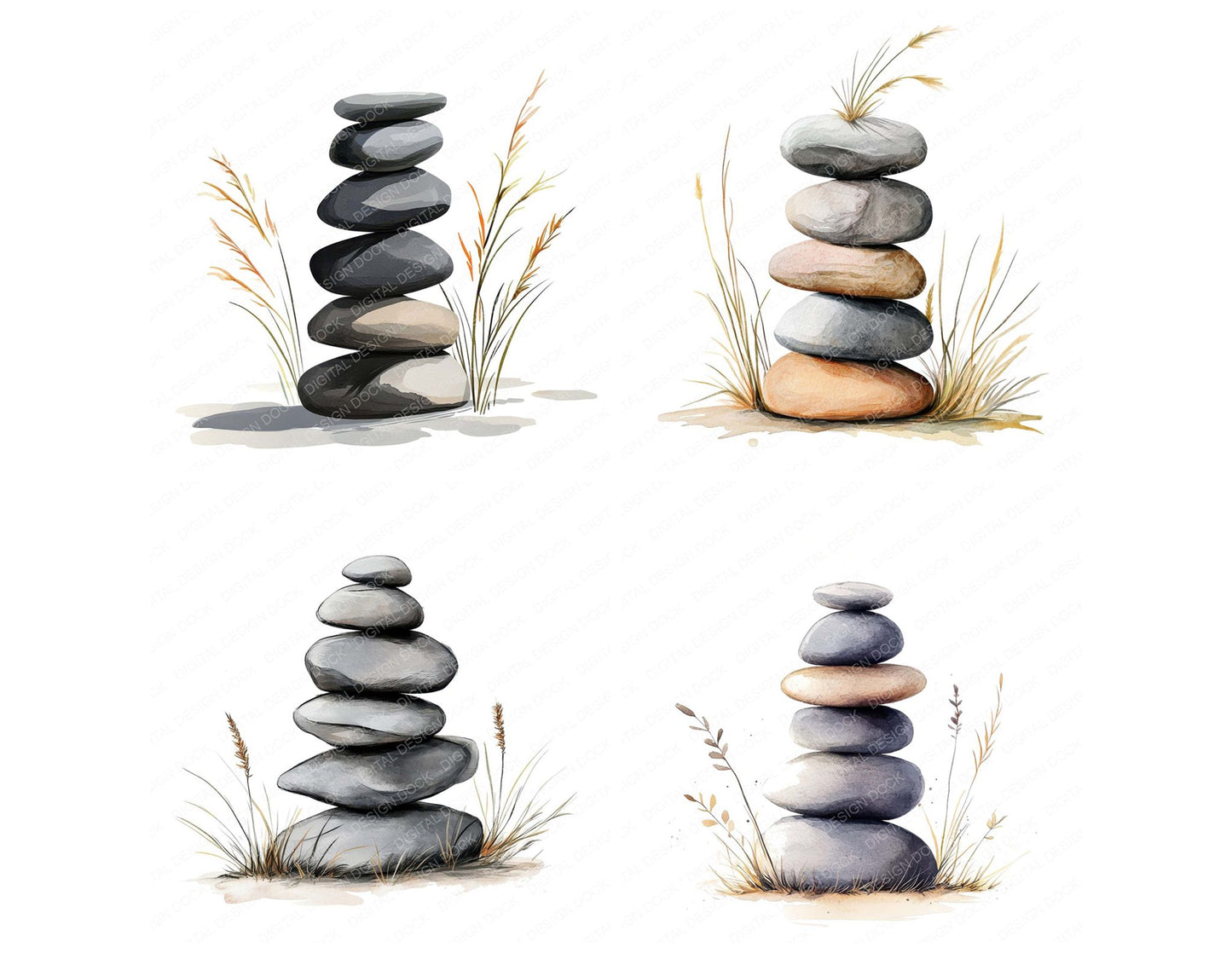 Zen Stone Stack Clipart Set (DDD007605)
