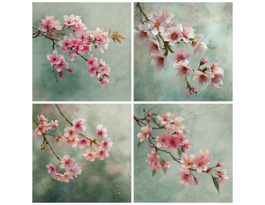 Preview layout showing Cherry Blossom Wash papers arranged as background pages for junk journals and mixed media crafts