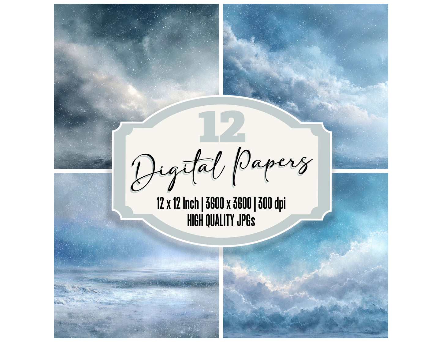 Snow Haze Winter Background Digital Paper Pack (DDD007727)