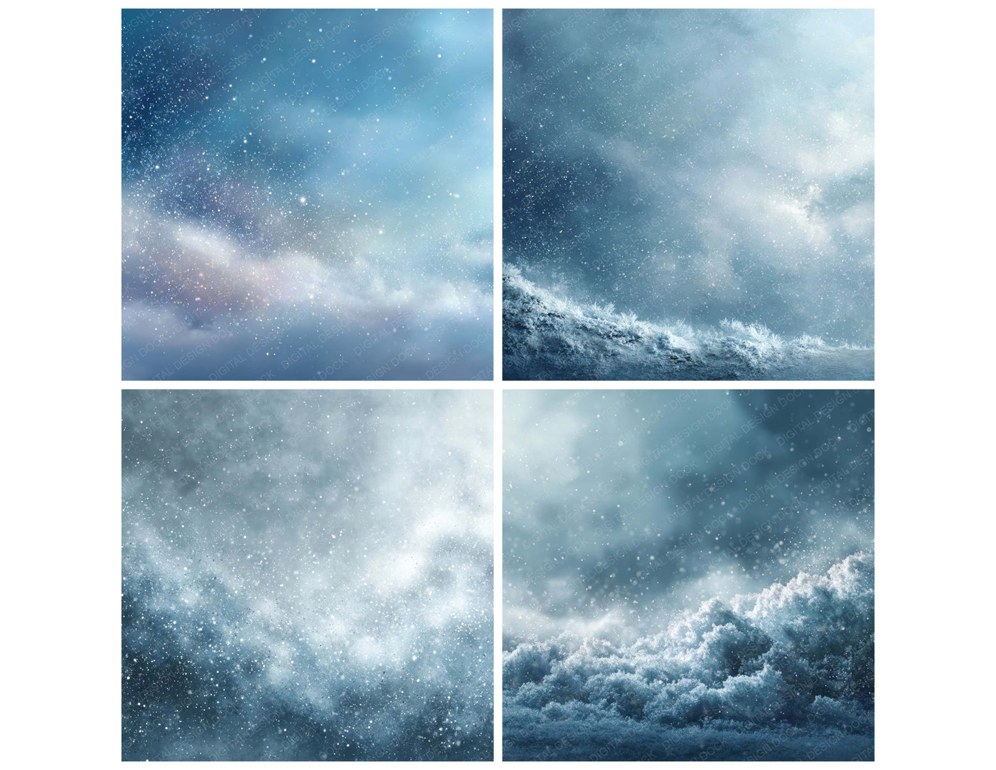 Snow Haze Winter Background Digital Paper Pack (DDD007727)