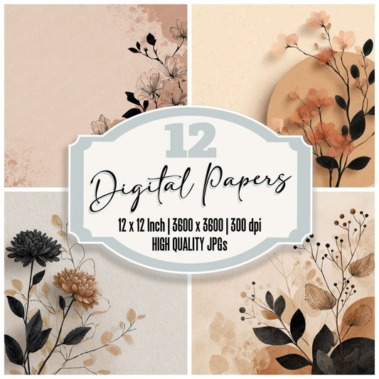Clay Floral Block Background Digital Paper Pack (DDD007751)