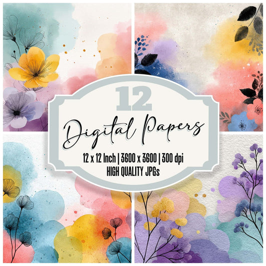 Edge Whisper Floral Wash Background Digital Paper Pack (DDD007754)