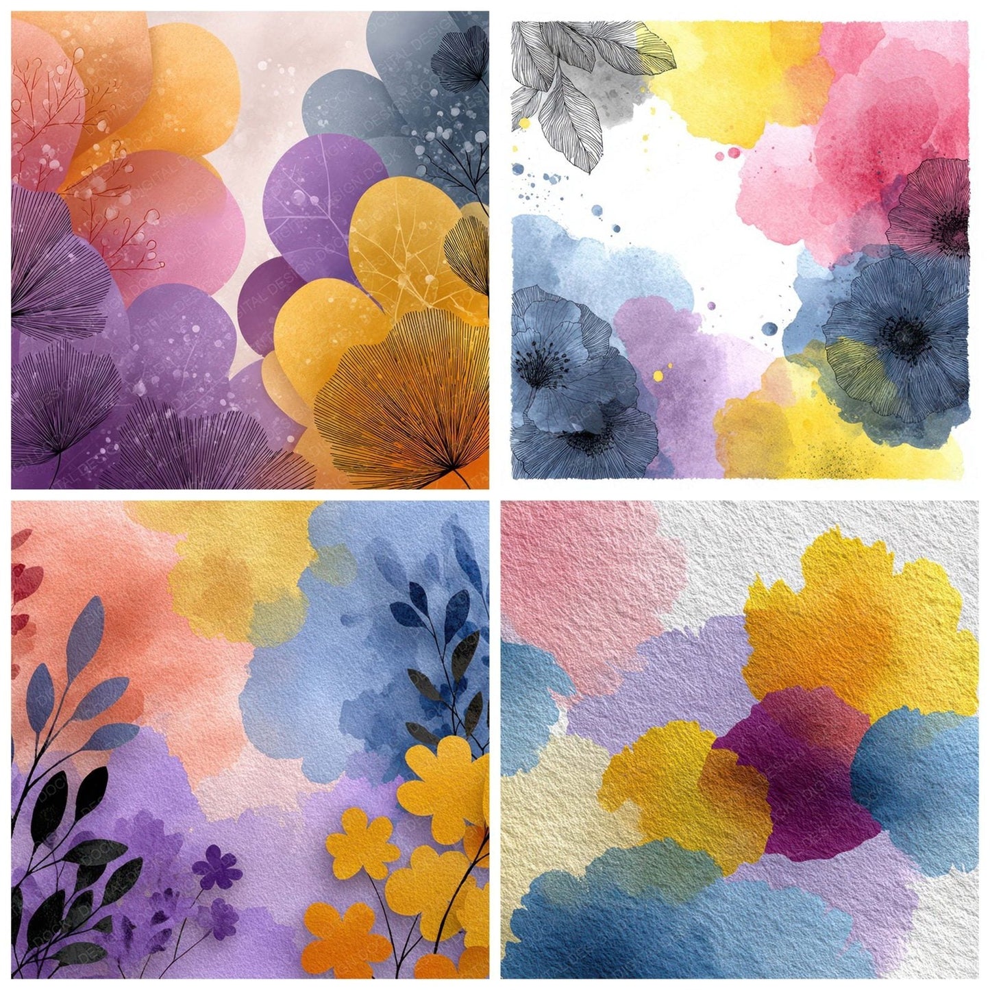 Edge Whisper Floral Wash Background Digital Paper Pack (DDD007754)