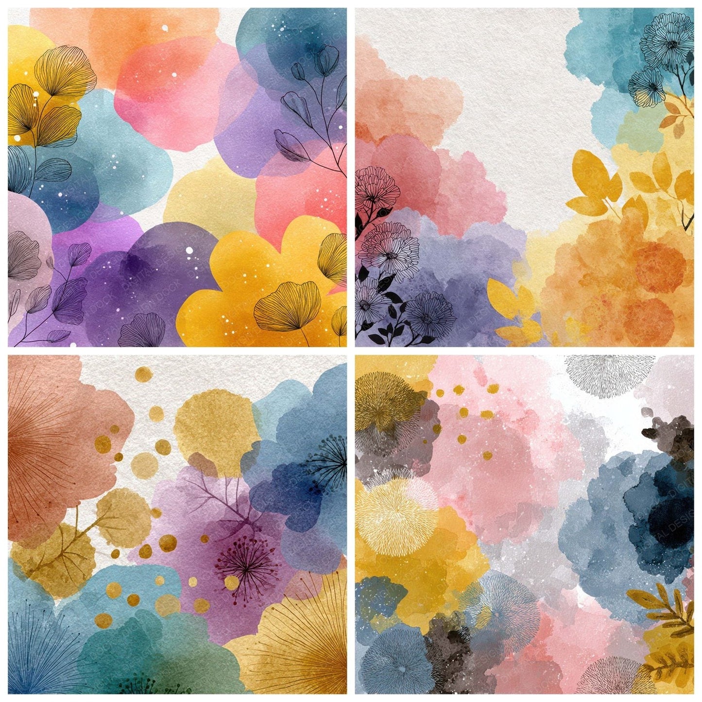 Edge Whisper Floral Wash Background Digital Paper Pack (DDD007754)
