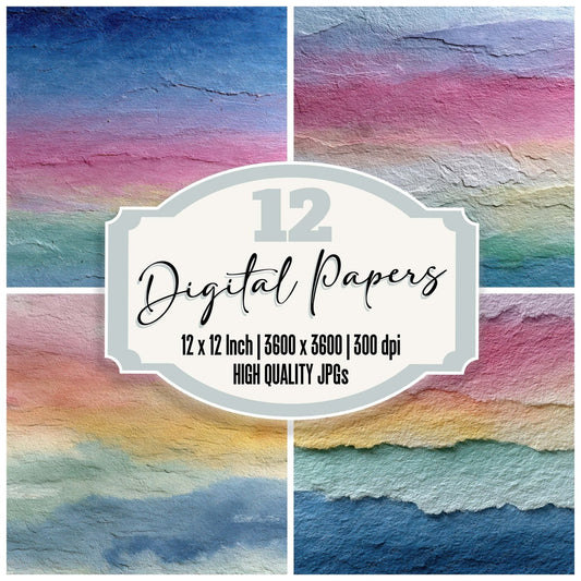 Horizon Rainbow Floral Wash Background Digital Paper Pack (DDD007756)