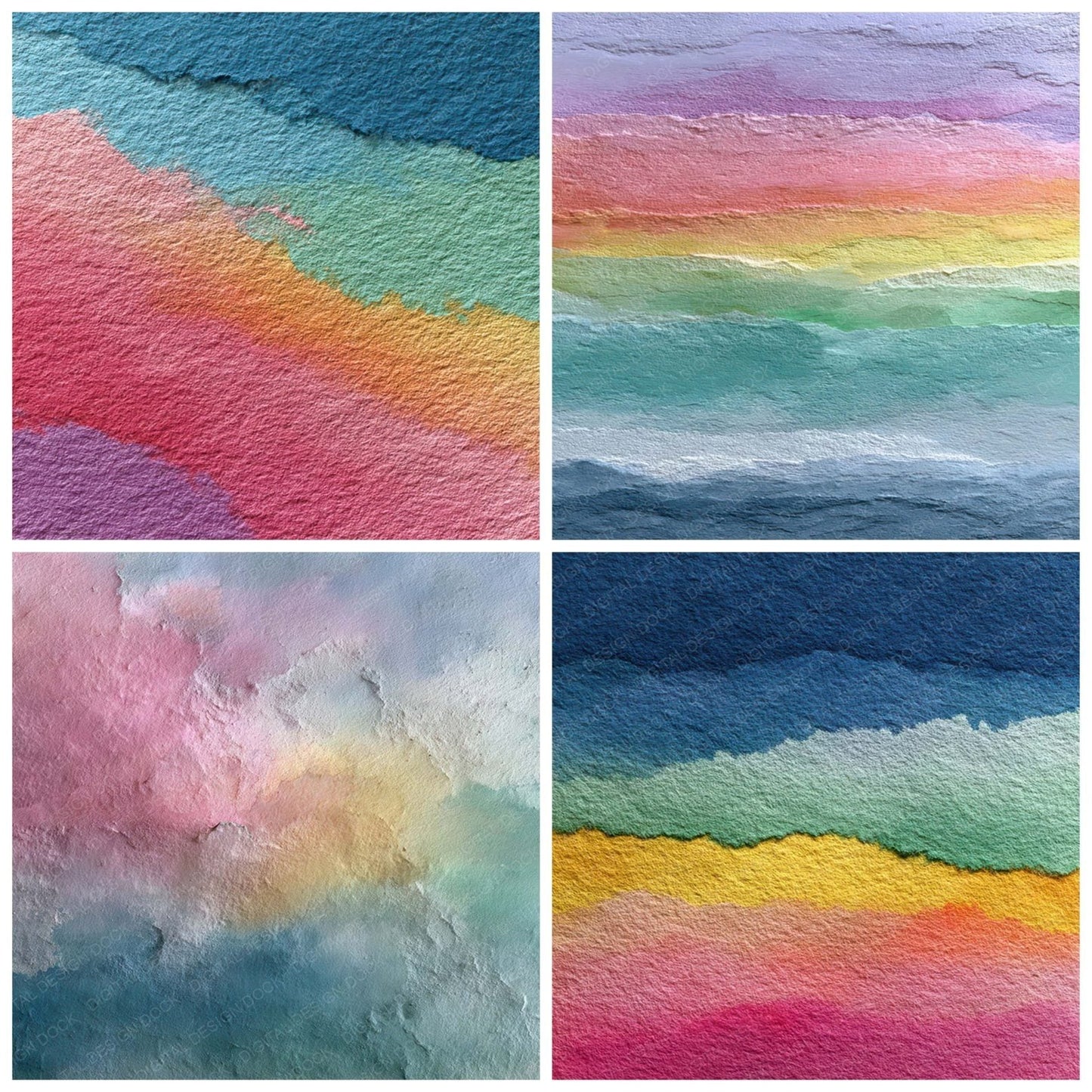 Horizon Rainbow Floral Wash Background Digital Paper Pack (DDD007756)