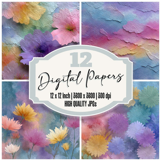 Rainbow Shadow Floral Wash Background Digital Paper Pack (DDD007763)