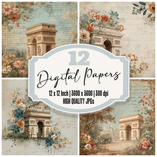 France Charm Arc Triomphe Digital Paper Pack (DDD007768)