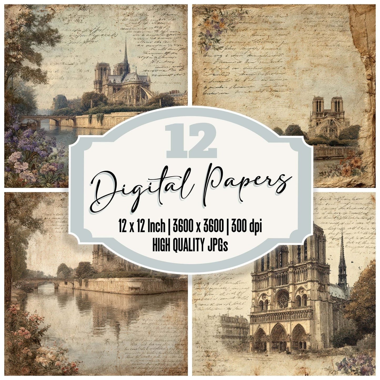 France Charm Notre Dame Digital Paper Pack (DDD007769)