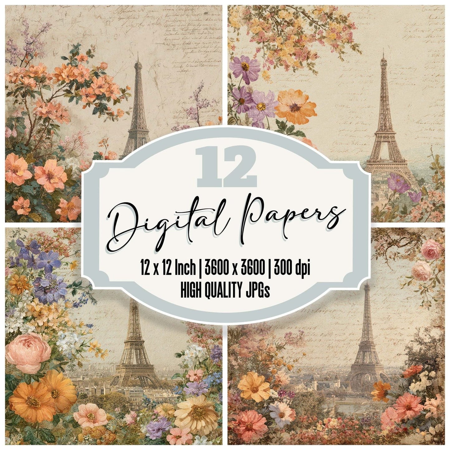 France Charm Paris Antique Digital Paper Pack (DDD007770)