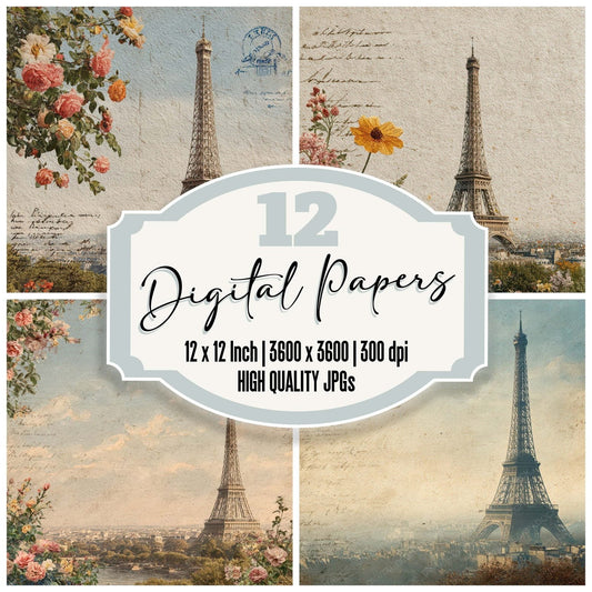 France Charm Paris Postcard Digital Paper Pack (DDD007772)