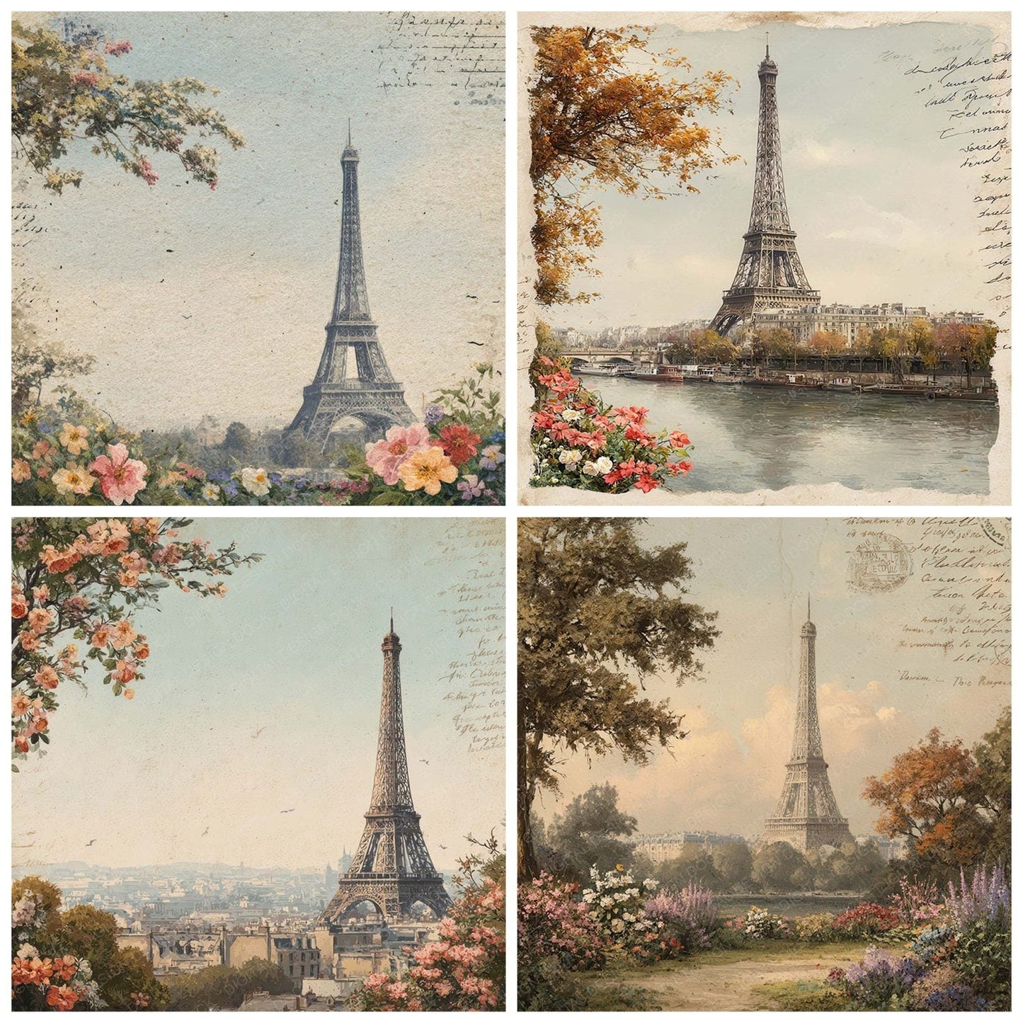France Charm Paris Postcard Digital Paper Pack (DDD007772)