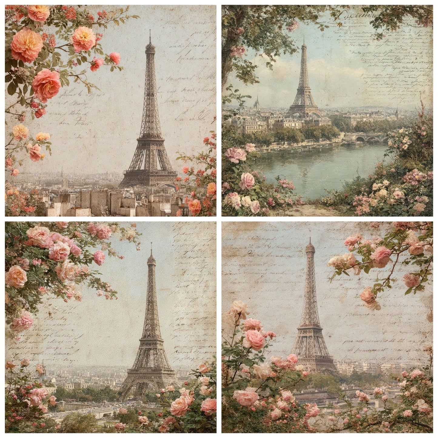France Charm Paris Roses Digital Paper Pack (DDD007773)