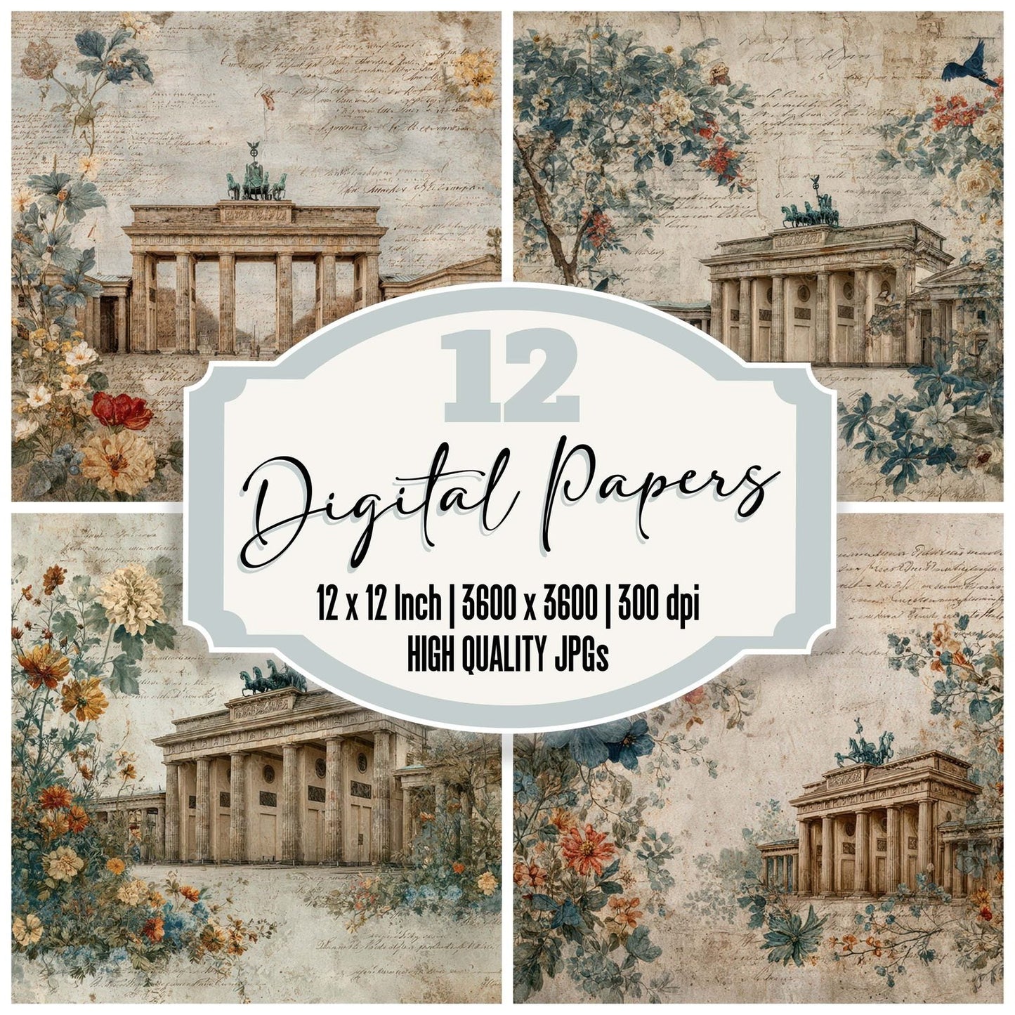 Germany Charm Brandenburg Gate Digital Paper Pack (DDD007775)