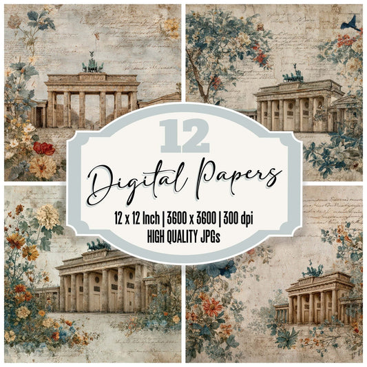 Germany Charm Brandenburg Gate Digital Paper Pack (DDD007775)