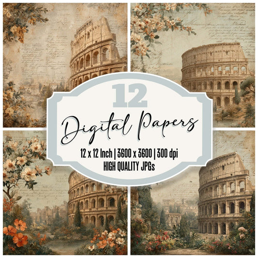 Italy Romance Colosseum Digital Paper Pack (DDD007776)