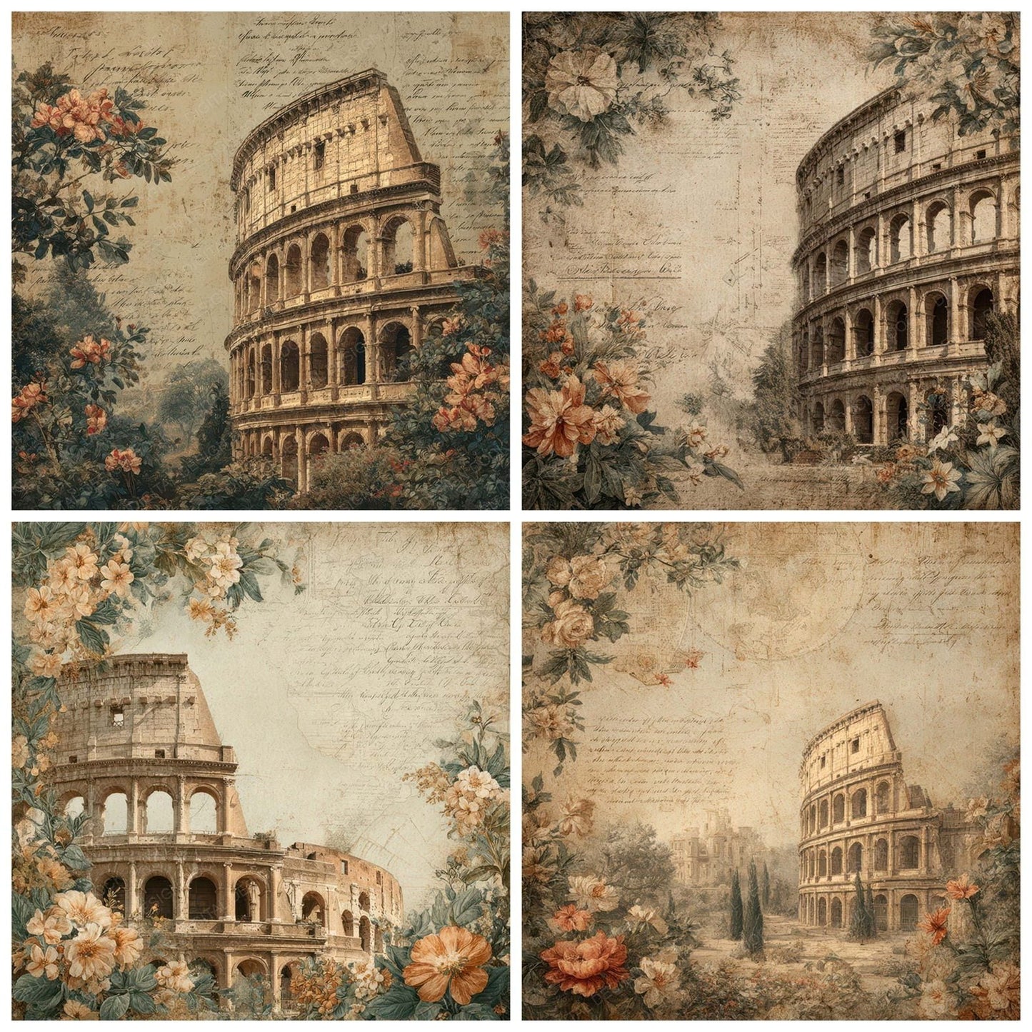 Italy Romance Colosseum Digital Paper Pack (DDD007776)