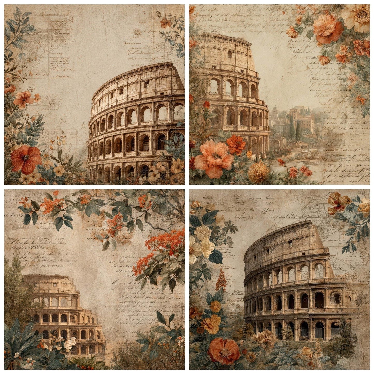 Italy Romance Colosseum Digital Paper Pack (DDD007776)
