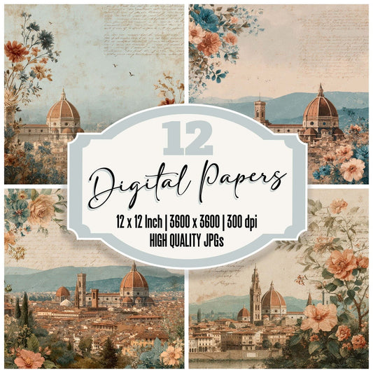 Italy Romance Florence Duomo Digital Paper Pack (DDD007777)