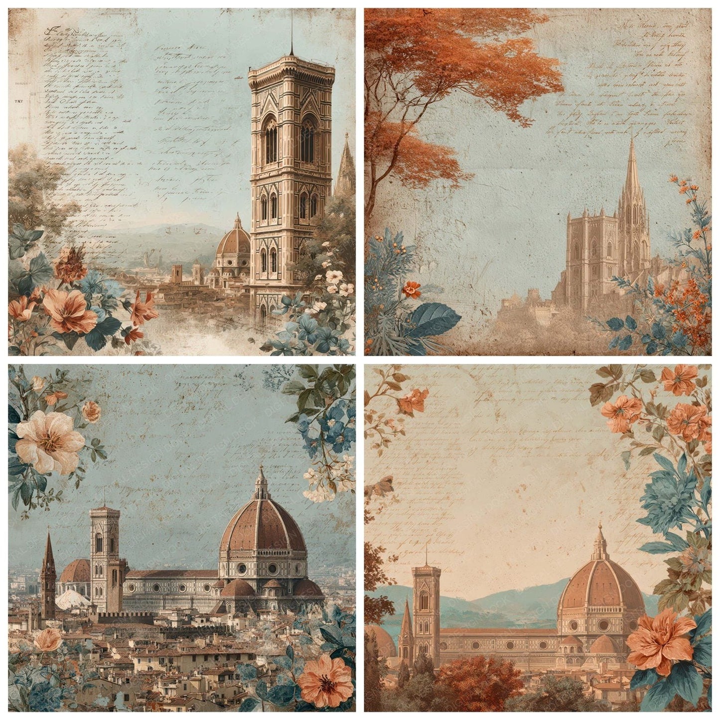 Italy Romance Florence Duomo Digital Paper Pack (DDD007777)