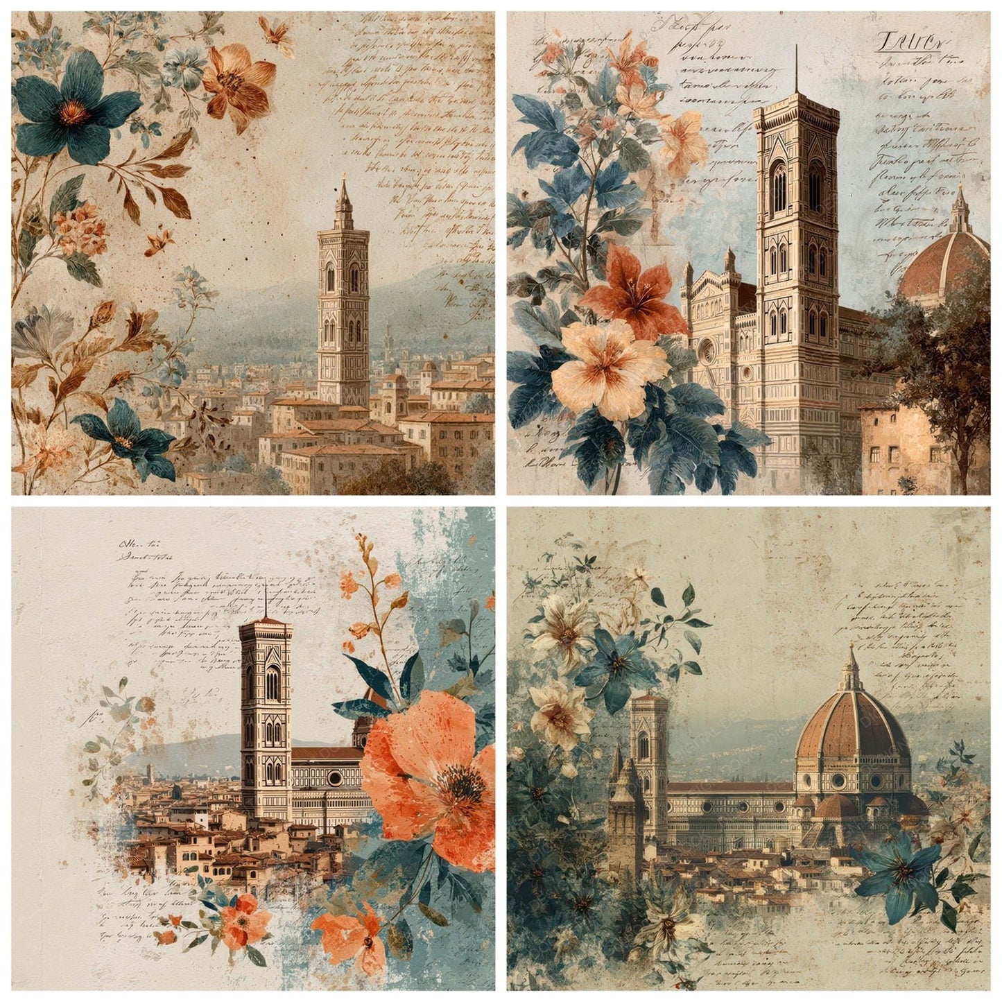 Italy Romance Florence Duomo Digital Paper Pack (DDD007777)
