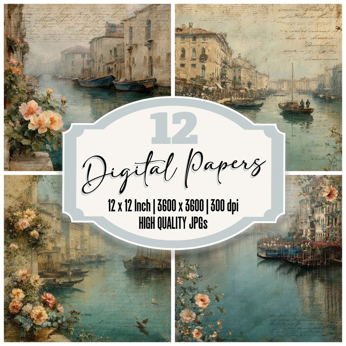 Italy Romance Venice Canals Digital Paper Pack (DDD007779)