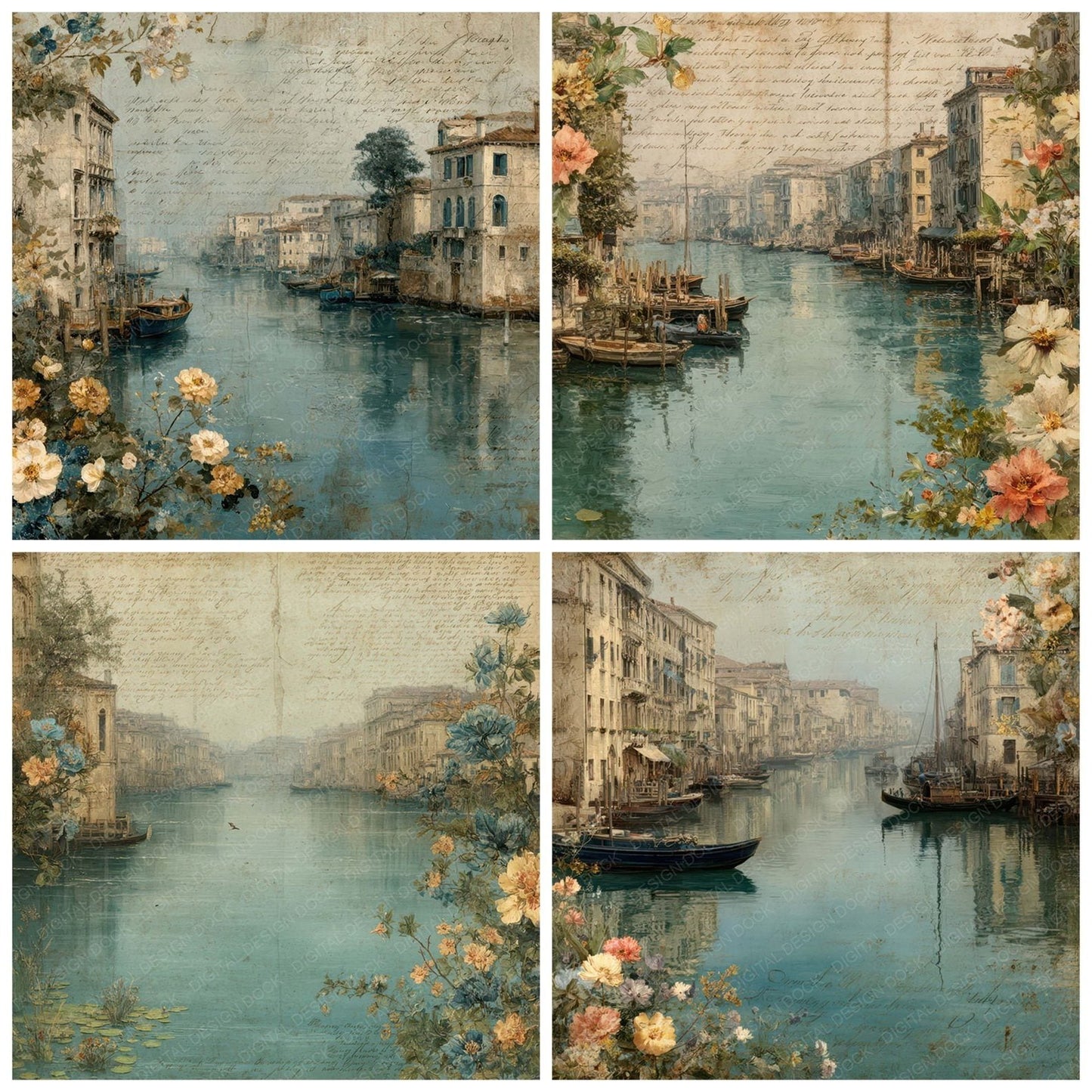 Italy Romance Venice Canals Digital Paper Pack (DDD007779)