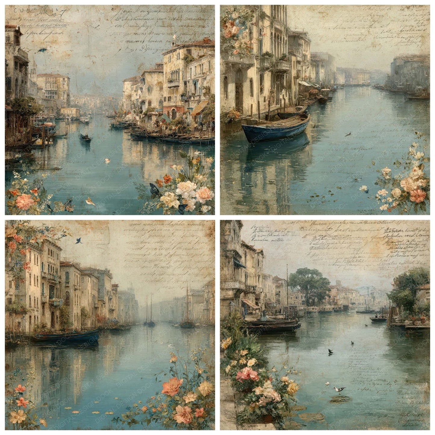Italy Romance Venice Canals Digital Paper Pack (DDD007779)