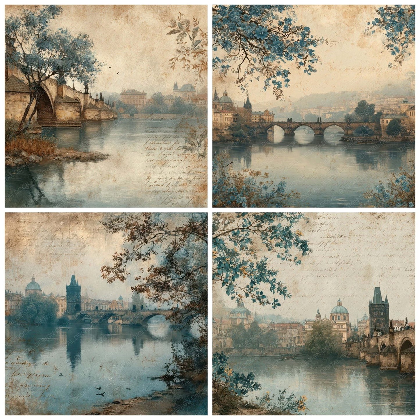 Prague Charm Charles Bridge Digital Paper Pack (DDD007783)