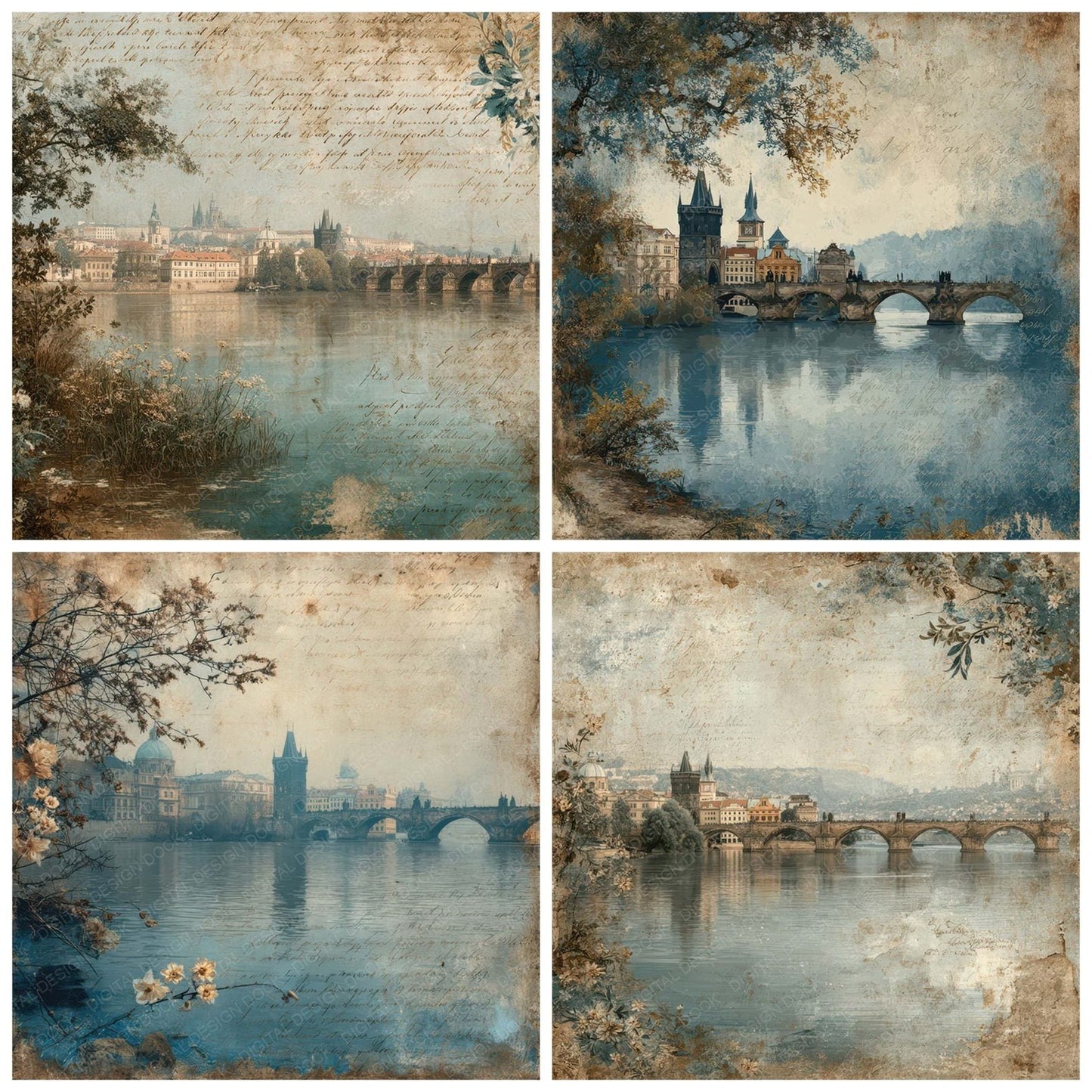 Prague Charm Charles Bridge Digital Paper Pack (DDD007783)