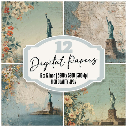 World Charm Statue Liberty Digital Paper Pack (DDD007785)