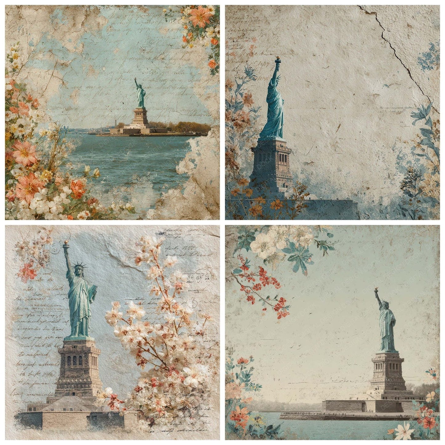 World Charm Statue Liberty Digital Paper Pack (DDD007785)