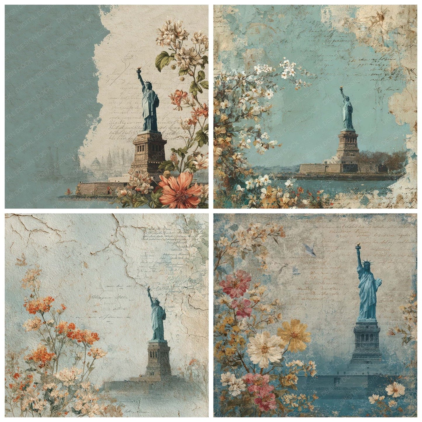World Charm Statue Liberty Digital Paper Pack (DDD007785)