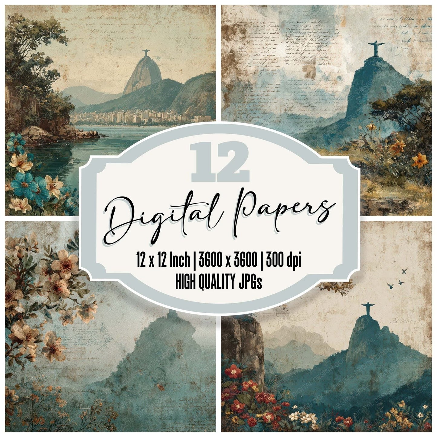 Brazil Charm Landmark Christ Redeemer Digital Paper Pack (DDD007788)