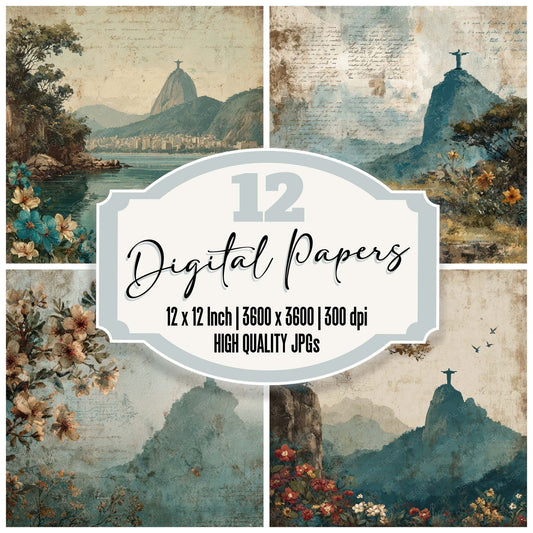 Brazil Charm Landmark Christ Redeemer Digital Paper Pack (DDD007788)