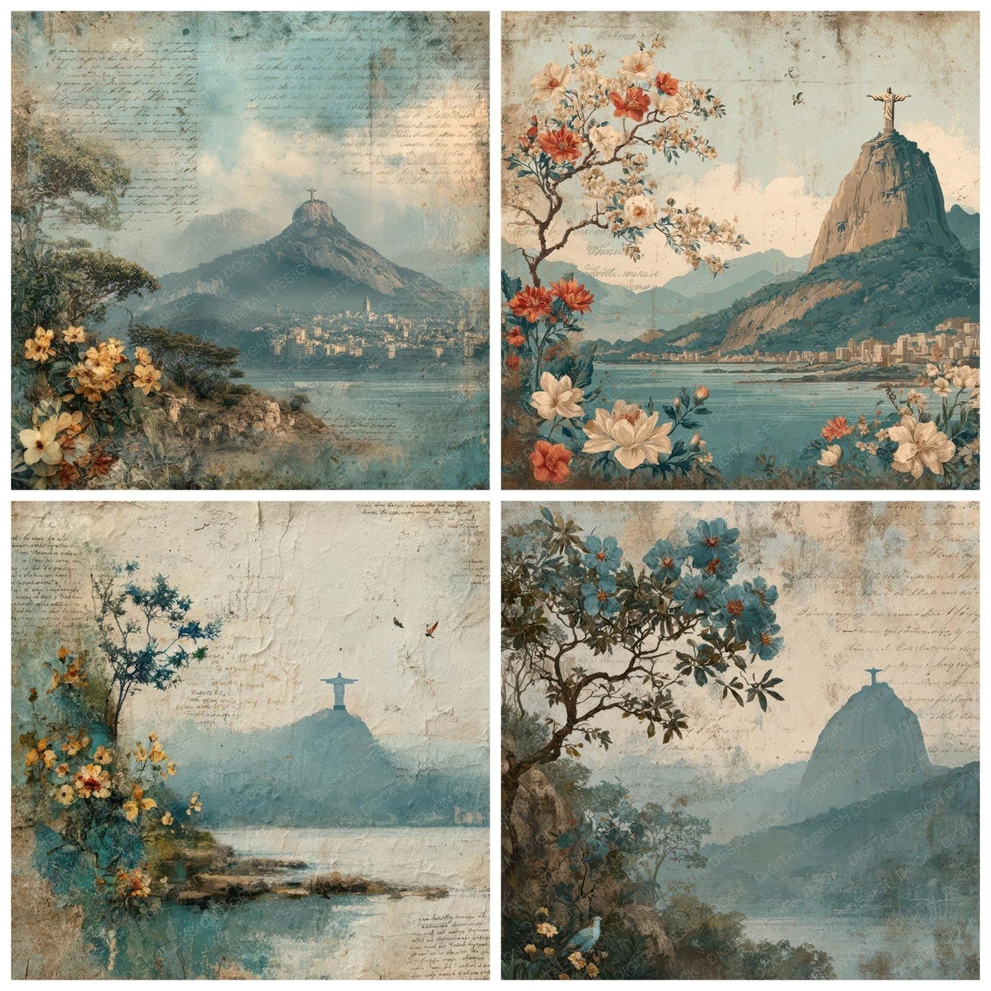 Brazil Charm Landmark Christ Redeemer Digital Paper Pack (DDD007788)