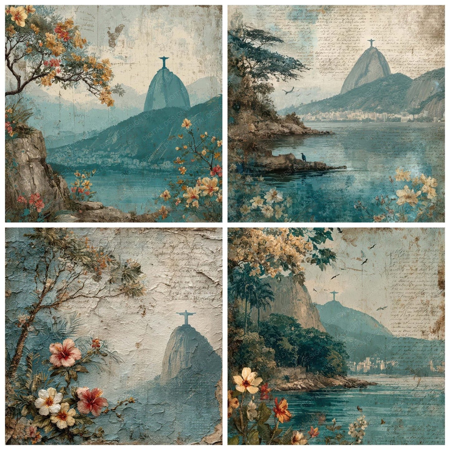 Brazil Charm Landmark Christ Redeemer Digital Paper Pack (DDD007788)