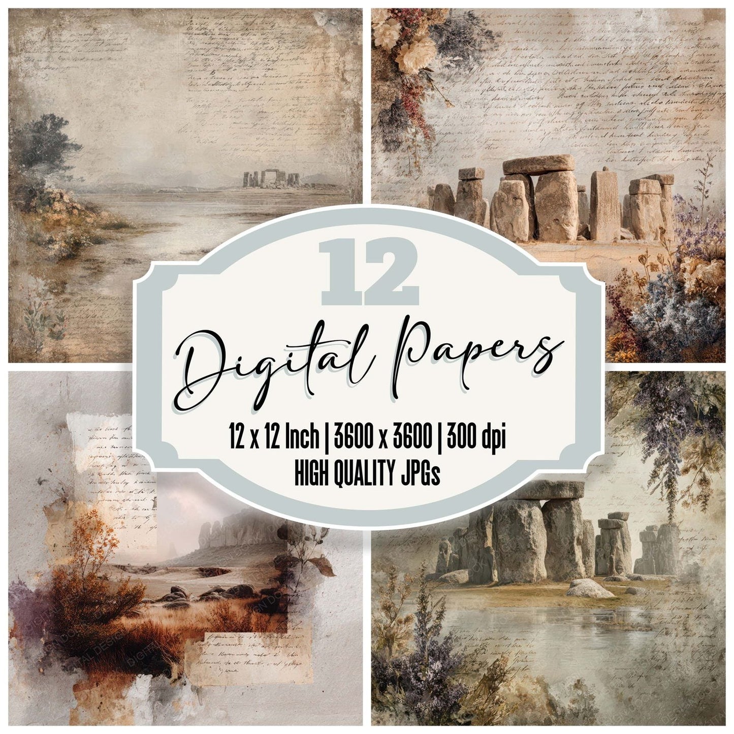 England Charm Landmark Stonehenge Digital Paper Pack (DDD007790)