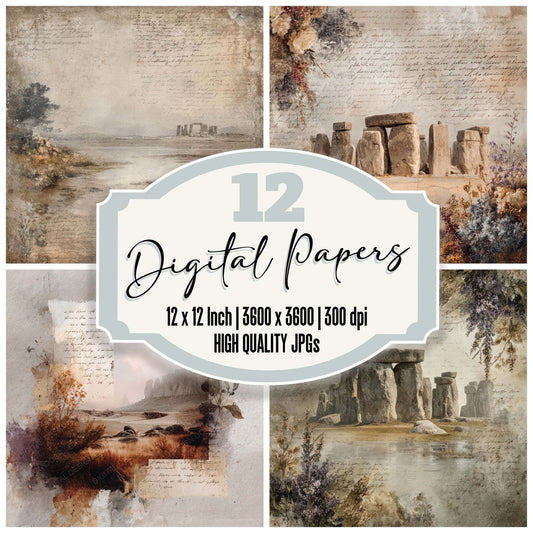 England Charm Landmark Stonehenge Digital Paper Pack (DDD007790)