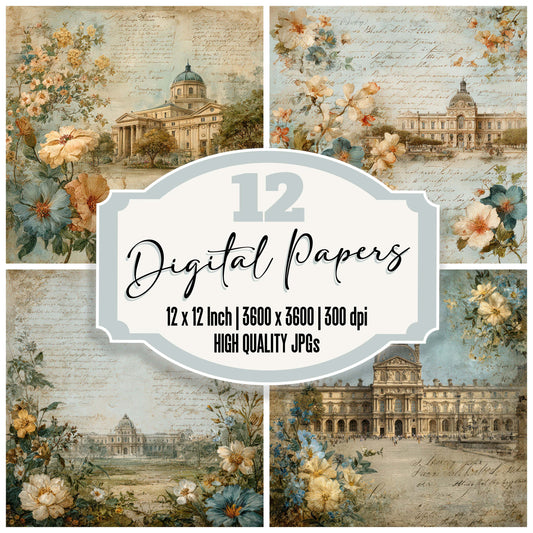 France Charm Landmark Louvre Digital Paper Pack (DDD007791)
