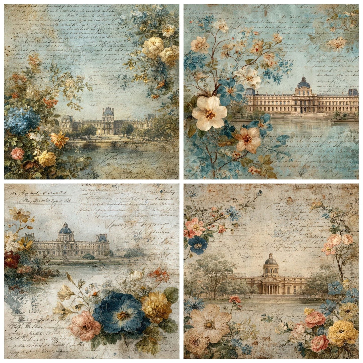 France Charm Landmark Louvre Digital Paper Pack (DDD007791)
