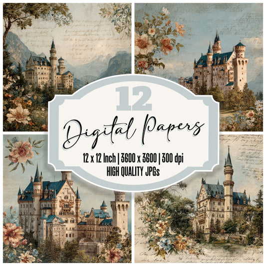 Germany Charm Neuschwanstein Castle Digital Paper Pack (DDD007795)
