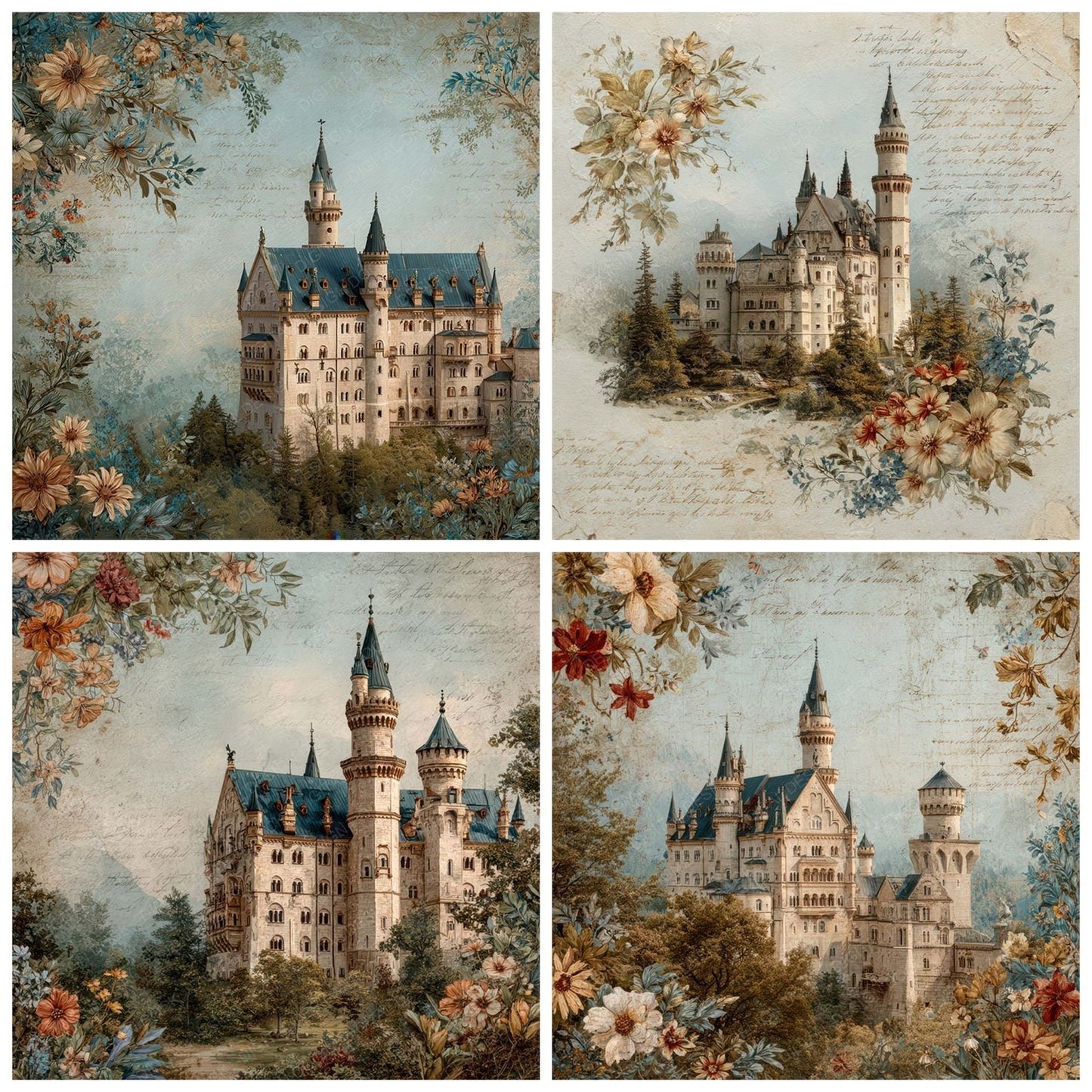 Germany Charm Neuschwanstein Castle Digital Paper Pack (DDD007795)