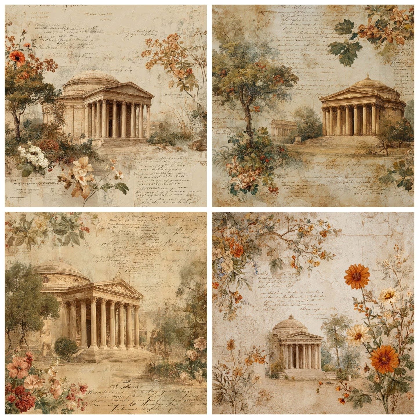 Italy Romance Landmark Pantheon Digital Paper Pack (DDD007796)