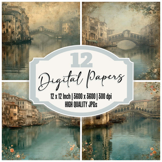 Italy Romance Rialto Bridge Digital Paper Pack (DDD007798)
