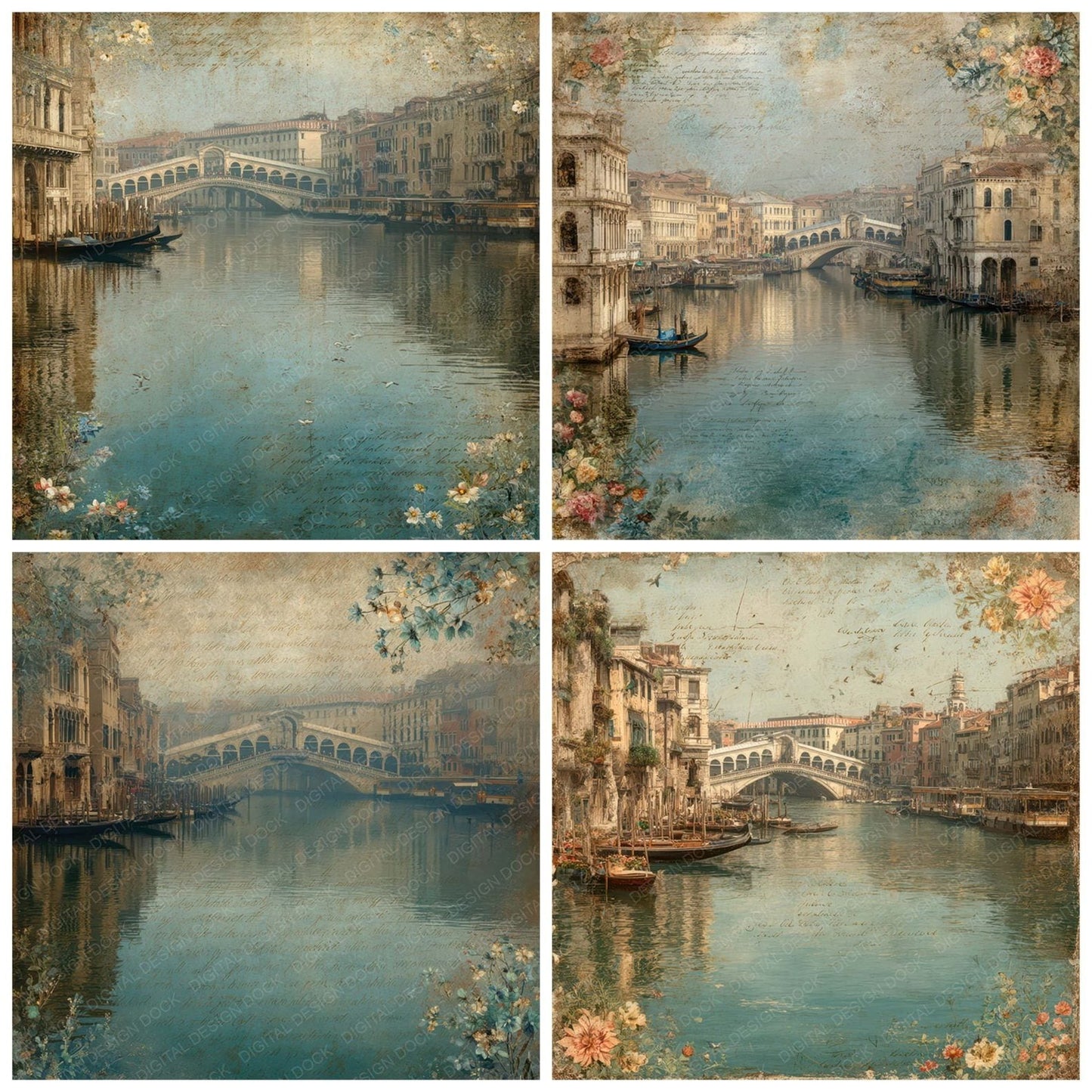 Italy Romance Rialto Bridge Digital Paper Pack (DDD007798)