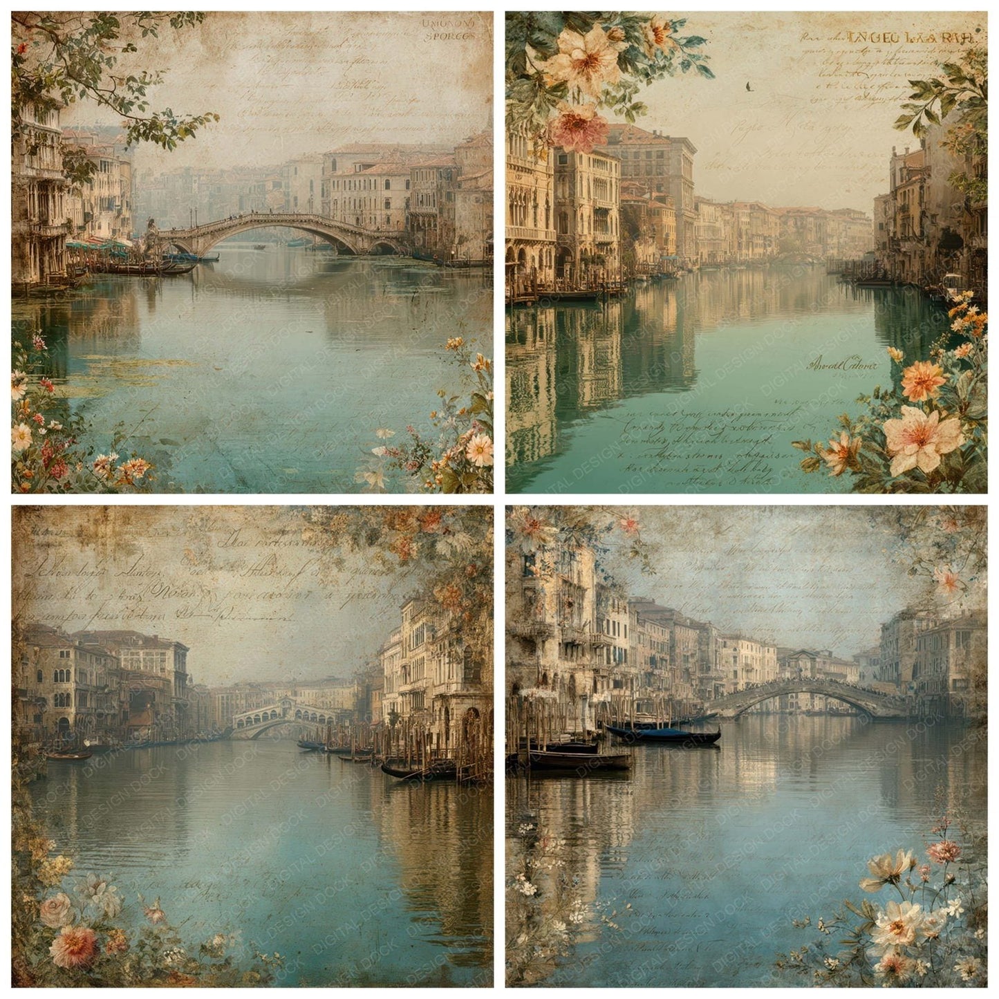 Italy Romance Rialto Bridge Digital Paper Pack (DDD007798)