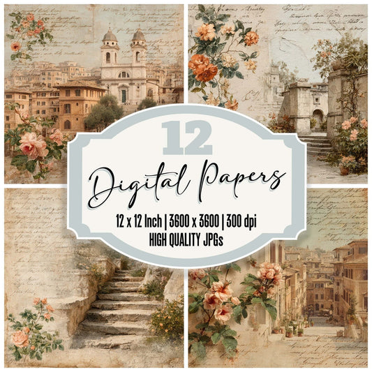 Italy Romance Spanish Steps Digital Paper Pack (DDD007799)
