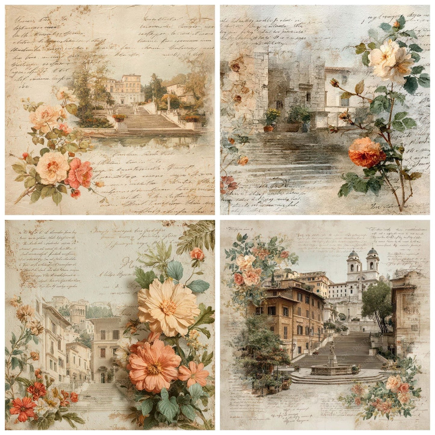 Italy Romance Spanish Steps Digital Paper Pack (DDD007799)