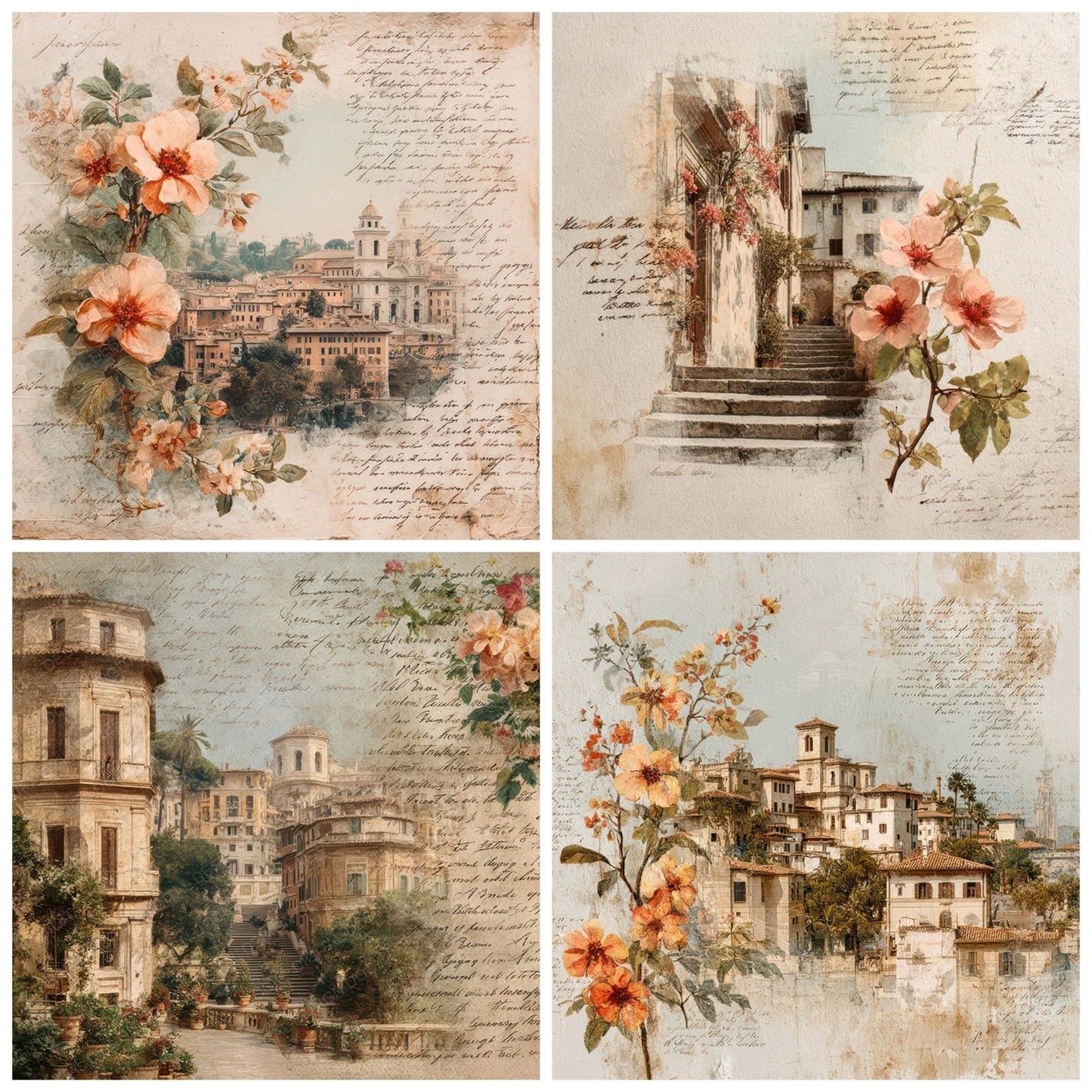 Italy Romance Spanish Steps Digital Paper Pack (DDD007799)